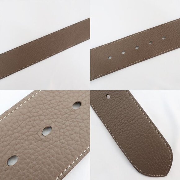 Hermes Belt Wide Beige Grey Silver Hardware Buckle Size 85 main image 6
